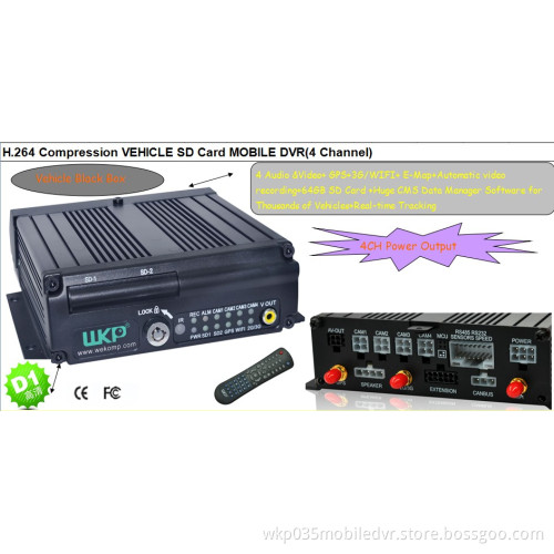 WKP 4CH SD Card Vehicle MDVR CW Series Car Video Monitoring Security 3G, WIFI, GPS